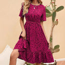Chic Cotton Dress with Flared Skirt and Dots
