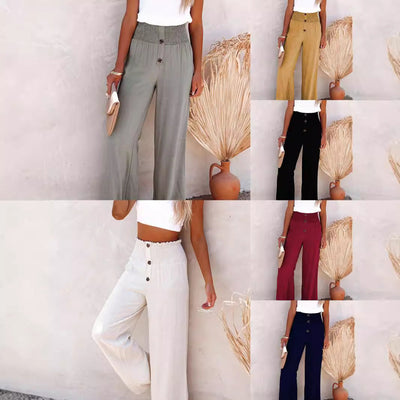 Chic Women's High-Cut Wide-Leg Summer Trousers