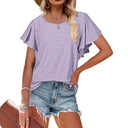 Chic Ruffle and Lace Short-Sleeve Blouse for Women