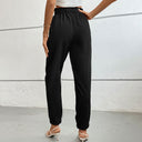 Women's Fabric Pants with Elastic Waist and Tie Belt