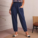 Women's Relaxed Fit Pants with Elastic Waist & Generous Pockets