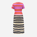 Chic Women's Maxi Dress with Deep V-Neck and Trendy Stripes