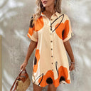 Floral Accented Women's Shirt Dress with Chic Design
