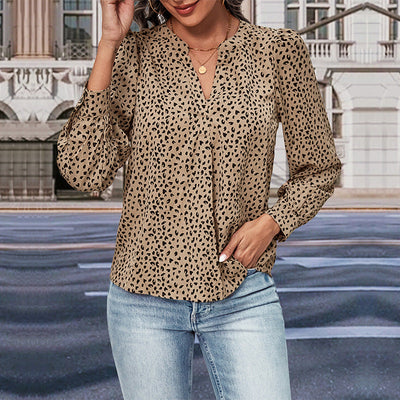 Trendy Polka Dot Chiffon Blouse for Women