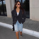 Textured Pinstripe Women's Blazer Jacket