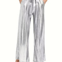 High-Gloss Pleated Women's Trousers for Chic Style