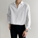 Chic Long Sleeve Blouse with Modern Collar and Flowing Design