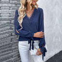 Chic Blouse with Cut-Out Sleeves and Lace Detail for Women