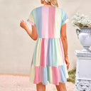 Modern Striped V-Neck Ruffle Dress for Women