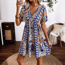 Bohemian V-Neck Dress with Ruffle Detailing