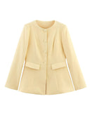 Chic Women's Short Blazer with Button Accents