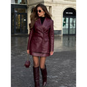 Chic Faux Leather Blazer Jacket for Women with Stylish Design
