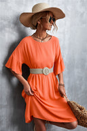 Flared Sleeve Women's Dress with Elastic Waist
