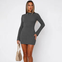 Women's Knit Mini Dress with Long Sleeves