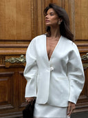 Chic Women's Blazer Jacket with Puff Sleeves