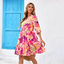 Floral Print Blouse Dress with Statement Sleeves