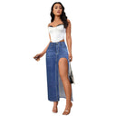Chic Women's High Slit Denim Skirt
