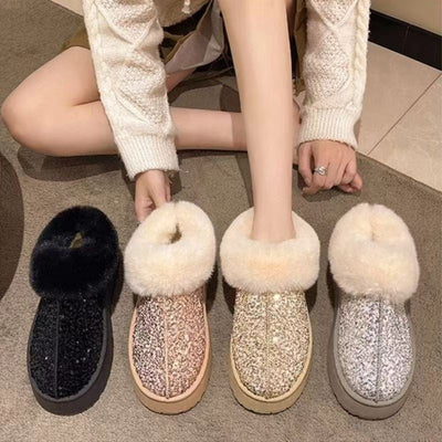 Glittering Fluffy Slippers for Women