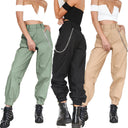 Women's Chain Detail Baggy Trousers with Stylish Waistband