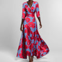 Chic V-Neck Printed Peplum Dress