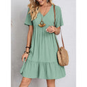 Women's Flared V-Neck Dress in Chic Style