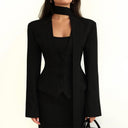 Chic High Collar Blazer with Statement Sleeves