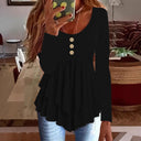 Chic Layered Long Sleeve Blouse with Button Accents