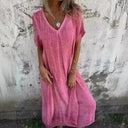 Chic Women's Long Sleeve V-Neck Dress with Flowing Design