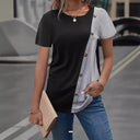 Asymmetrical Women's Short-Sleeve T-Shirt with Button Accents