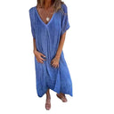 Chic V-Neck Summer Dress with Wide Sleeves