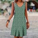 Chic V-Neck Sleeveless Summer Dress with Button Placket