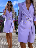 Chic Women's Blazer Dress with Stunning Button Accents