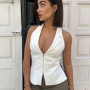 Chic Sleeveless Blazer Jacket with Stylish Zipper