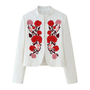 Chic Floral Embroidered Blazer Jacket for Women