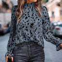 Chic Ruffled Collar Animal Print Blouse