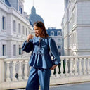 Trendy Women's Striped Blouse with Puff Sleeves