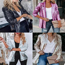 Stylish Sequin-Trimmed Blazer Jacket for Women