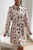 Chic Ruffle Detail Shirt Dress with Adjustable Belt