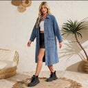 Chic Women's Denim Shirt Dress with Utility Pockets