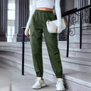 Women's Cargo Pants with Elastic Waist and Utility Pockets