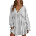 V-Neck Evening Dress with Ruffle Accents for Women