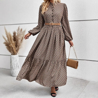 Chic Women's Maxi Dress with Stylish Waist Belt