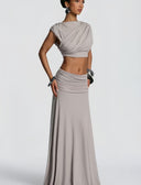 Chic Women’s Wrap Dress with Flowing Hem & Stylish Draping