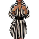 Striped Women's Shirt Dress with Wide Collar