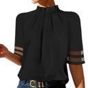 Chic Ladies' Blouse with Sheer Sleeves