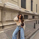 Chic Women's Blouse with Ruffle Sleeves and Stylish Back Zipper
