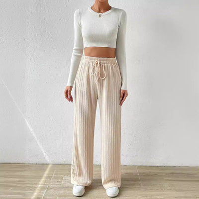 Women's Stretchy Pants with Elastic Waist and Drawstring