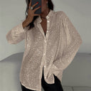 Shimmering Oversized Women's Blouse Top