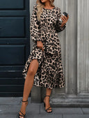 Stylish Women's Animal Print Maxi Dress