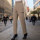 Women's High-Waisted Cargo Pants with Stylish Side Pockets